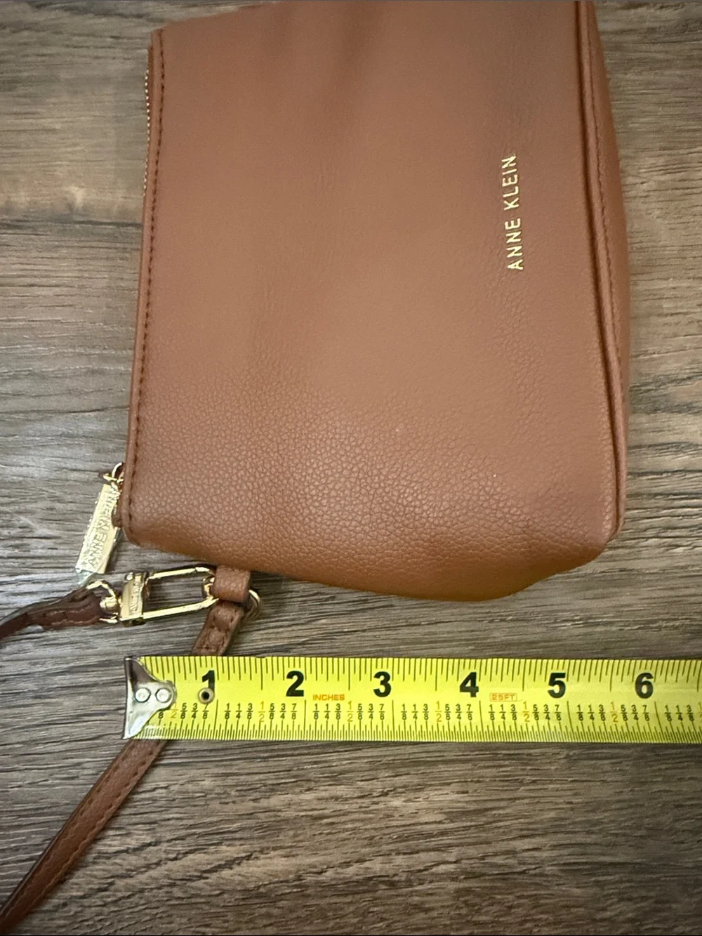 Anne Klein Cognac Vegan Leather Wristlet Clutch